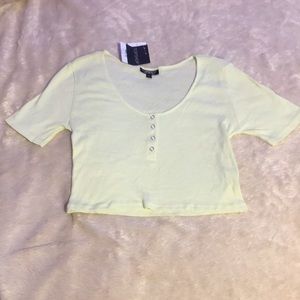 TopShop Snap Button Ribbed Cropped Tee